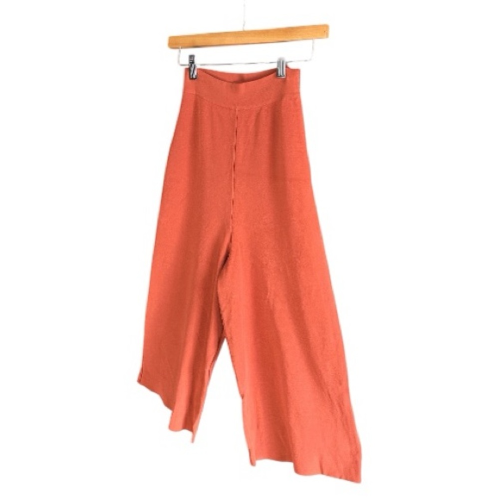 STELLA MCCARTNEY Wide‎ Leg Cropped Knit Pants Burnt Orange - Picture 3 of 16